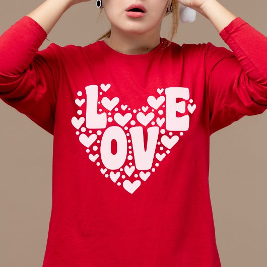 T-shirt Retro Love Heart Moderne Red femmes Valentines Day