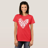 T-shirt Retro Love Heart Red femmes Valentines Day (Devant entier)