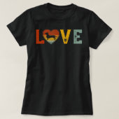T-shirt Retro Love thème mignon Dachshund Chien Vallée gra (Design devant)