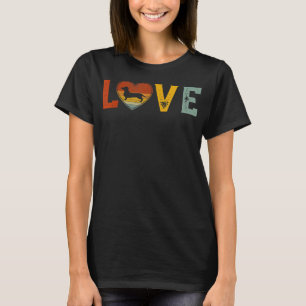 T-shirt Retro Love thème mignon Dachshund Chien Vallée gra