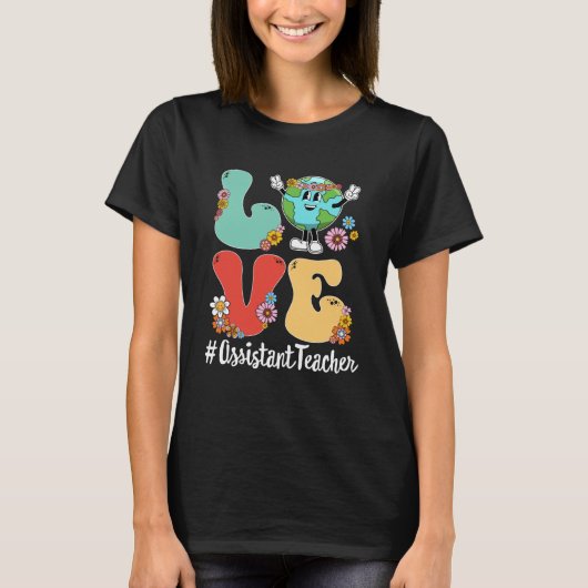 T-shirt Retro Love World Jour des terres 2023 Enseignant a (Devant)