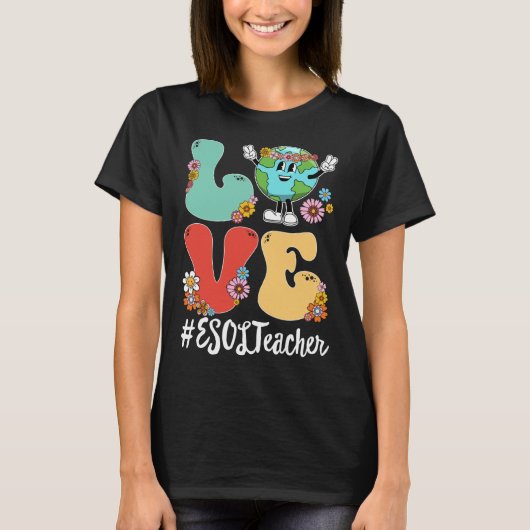T-shirt Retro Love World Jour des terres 2023 ESOL Enseign (Devant)