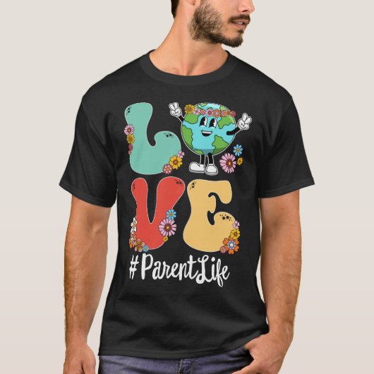 T-shirt Retro Love World Jour des terres 2023 Parent Life (Devant)
