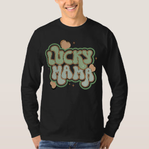 T-shirt Retro Lucky Mama St Patrick's Day Heart Irish Fami