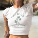 T-shirt Retro Luxe Beach Bachelorette Social Club Logo<br><div class="desc">Retro Luxe Beach Bachelorette Logo Club Social Palmiers esthétiques Chemises de fête sur mesure Bachelorette</div>