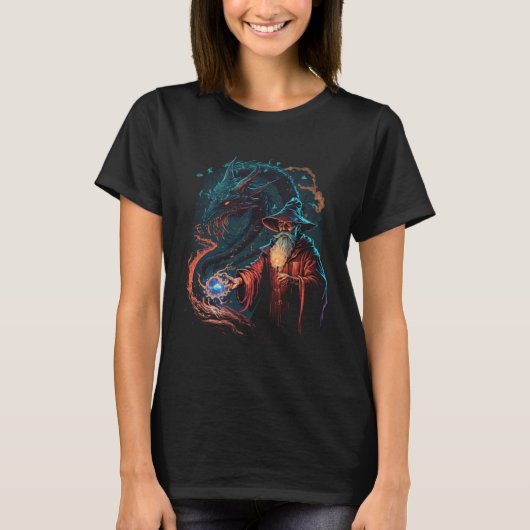T-shirt Retro Magical Wizard Fantasy (Devant)