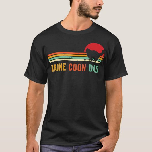 T-shirt Retro Maine Coon Papa Fier Chat Pet Propriétaire M (Devant)