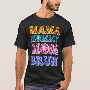 T-shirt Retro Mama maman maman Bruh Leopard Femmes Happy M