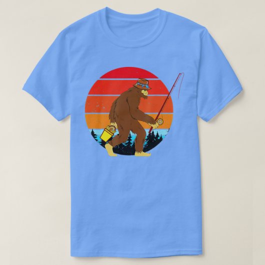 T-shirt Retro Man Bigfoot Pêche en plein air Bigfoot Pêche (Design devant)