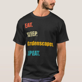 T-shirt Retro Manger Dormir Jardinscapes Répéter