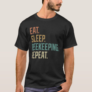 T-shirt Rétro Mangez l'apiculture de sommeil Répéter Vinta