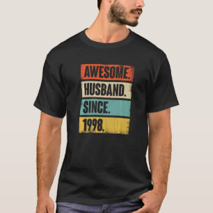 T-shirt Rétro Mari Awesome depuis 1998 24 Mariage Aniver