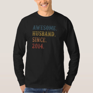 T-shirt Rétro Mari Awesome depuis 2014 8 Mariage Aniver