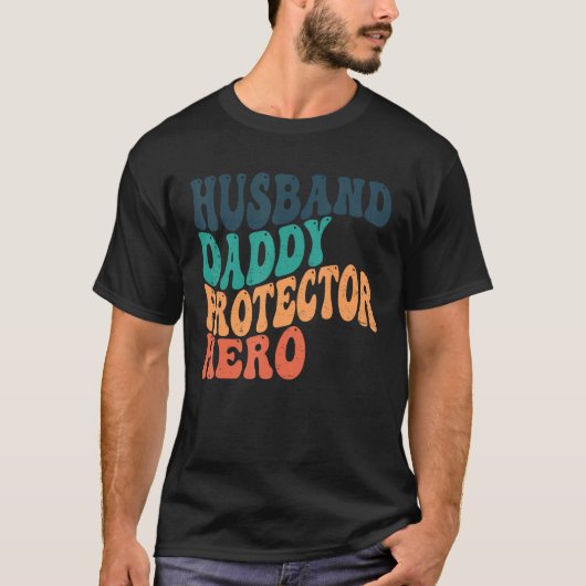 T-shirt Retro Mari Daddy Protector Hero Père Fête du Père (Devant)