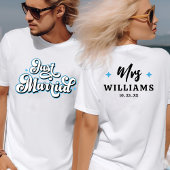 T-shirt Rétro Mariés Monsieur et Madame Bleu Noir et Blanc