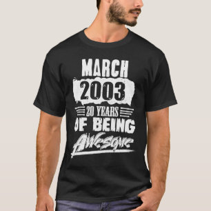 T-shirt Rétro mars 2003 20 ans 20e anniversaire