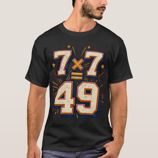 T-shirt rétro maths 7 x 7 = 49 (Devant)