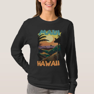 T-shirt Rétro Maui Hawaii Palmiers Océan Surf