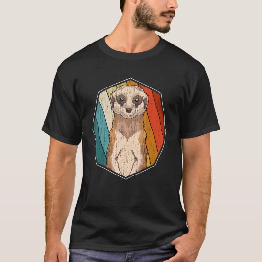 T-shirt Retro Meerkat Afrique Safari Zoo Animal Meerkat (Devant)