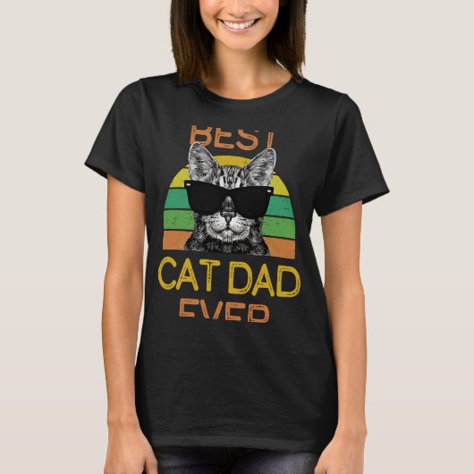 T-shirt Retro Meilleur Chat Papa Jamais Mignonne Chat Noir (Devant)