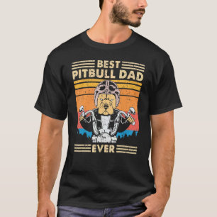 T-shirt Retro Meilleur Pitbull Papa Jamais Conduit Moto Ch