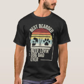 T-shirt Retro Meilleure Bière Portée Aimer Chien Papa Jama (Devant)