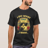 T-shirt Retro meow I do what I want  black cat (Devant)