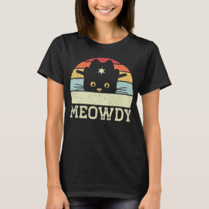 T-shirt Retro Meowdy Chat Mème Drôle Cowboy Chat Casquette