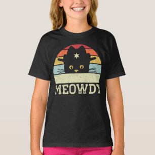 T-shirt Retro Meowdy Chat Mème Drôle Cowboy Chat Casquette