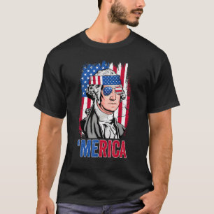 T-shirt Retro Merica George Washington Drapeaux américains