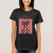 T-shirt Retro Merry Christmas Bow and Ornaments Design (Devant)