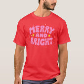 T-shirt Retro Merry et Bright Holiday Design (Devant)