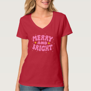 T-shirt Retro Merry et Bright Holiday Design