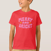 T-shirt Retro Merry et Bright Holiday Design (Devant)