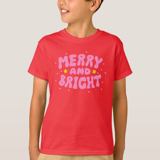 T-shirt Retro Merry et Bright Holiday Design (Devant)