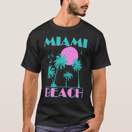 T-shirt Retro Miami Beach Vacances d'été graphique (Devant)