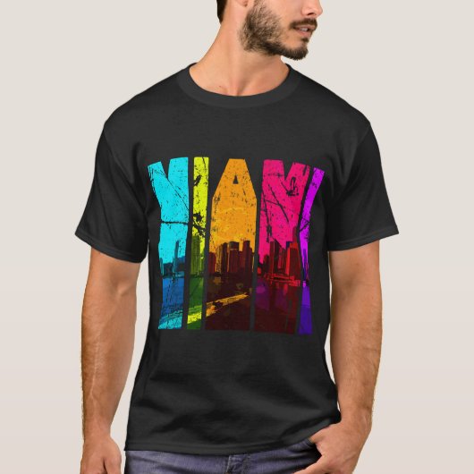 T-shirt Retro Miami Floride Cityscape Skyline (Devant)