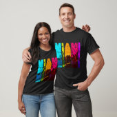 T-shirt Retro Miami Floride Cityscape Skyline (Unisexe)