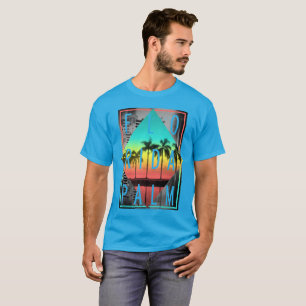 T-shirt Rétro Miami Floride, coucher de soleil palmiers,