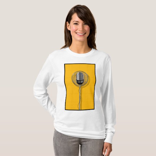 T-shirt Retro Microphone on Bold Yellow (Devant entier)