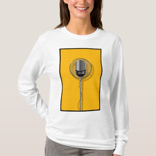 T-shirt Retro Microphone on Bold Yellow (Devant)