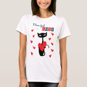 T-shirt Retro Mid Century Atomique Saint Valentin Chat
