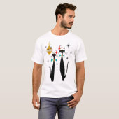 T-shirt Retro Mid Century Modern Cool Cat Christmas (Devant entier)