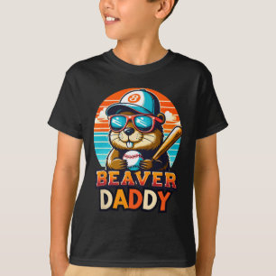 T-shirt Rétro Mignon Castor Papa Bysebyll Vintage Animal S