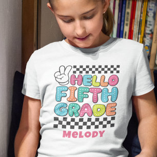 T-shirt rétro mignon de retour à l'école cinquième