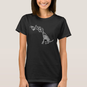 T-shirt Retro mignon squelette main botte chien drôle Hall