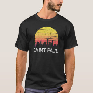 T-shirt Retro Minnesota Saint Paul Skyline Vintage Urban B