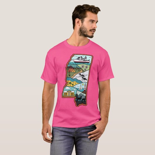 T-shirt Retro Mississippi Map Biloxi Laurel Jackson MS Sta (Devant entier)