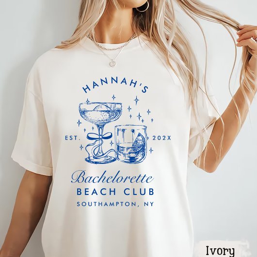 T-shirt Retro Modern Pink & Blue Bachelorette Weekend