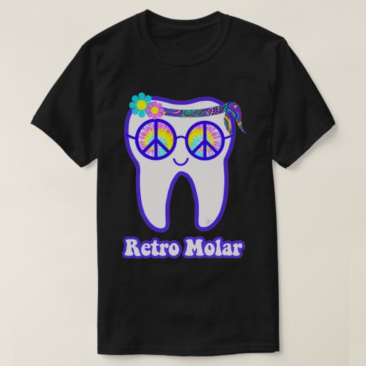 T-shirt Rétro molar tooth hippie peace dentaire (Design devant)